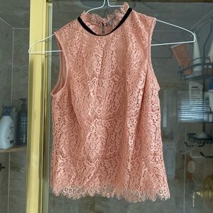 H&M Tops - H&M Pink Lace Blouse with Velvet Trim Sz 4 H&M Tops - H&M Pink Lace Blouse with Velvet Trim Sz 4